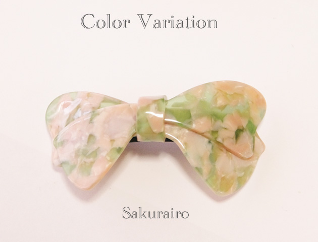 桜色＆藤色べっ甲風リボンモチーフバレッタ　全2カラー