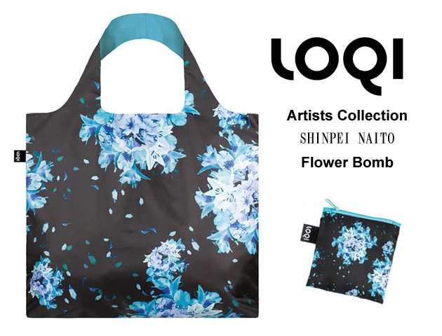 161008エコバッグ LOQIローキー ブランド 折り畳み お花柄 Artists Collection  SHINPEI NAITO Flower Bomb